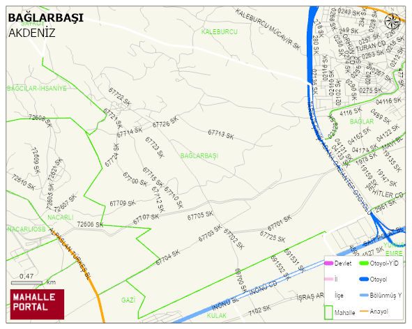 BAĞLARBAŞI Mahallesi Haritası | Mahalle ve Köy Sınırı