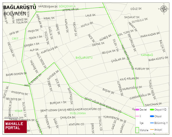 BAĞLARÜSTÜ Mahallesi Haritası | İnteraktif Köy ve Mahalle Sınırları