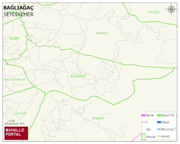 BAĞLIAĞAÇ Mahallesi Haritası | Yükselti ve Doğa Özellikleri