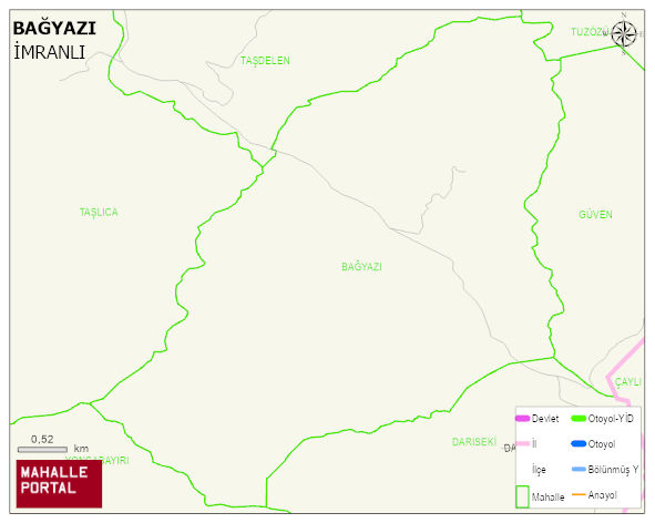 BAĞYAZI Köyü Haritası | Mahalle ve Köy Sınırı