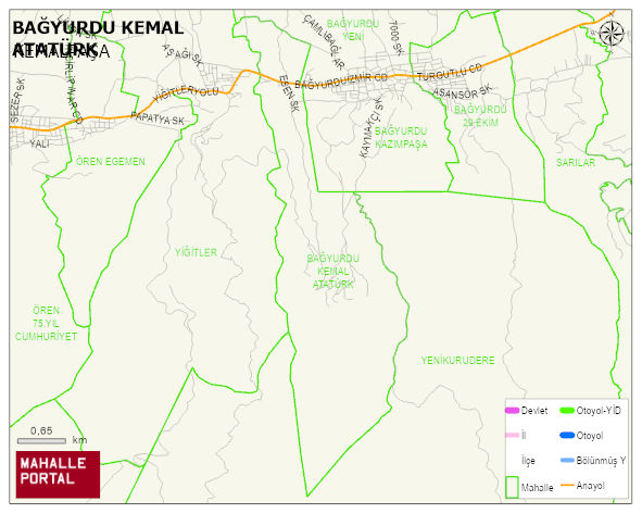 BAĞYURDU KEMAL ATATÜRK Mahallesi Haritası | İnteraktif Köy ve Mahalle Sınırları