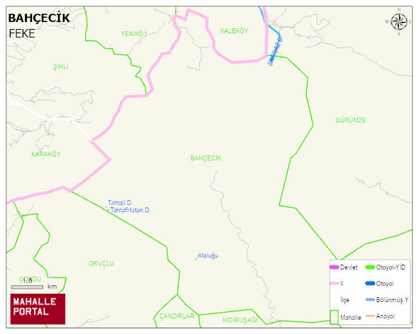 BAHÇECİK Mahallesi Haritası | Dağlar, Ovalar ve Akarsu Bilgileri