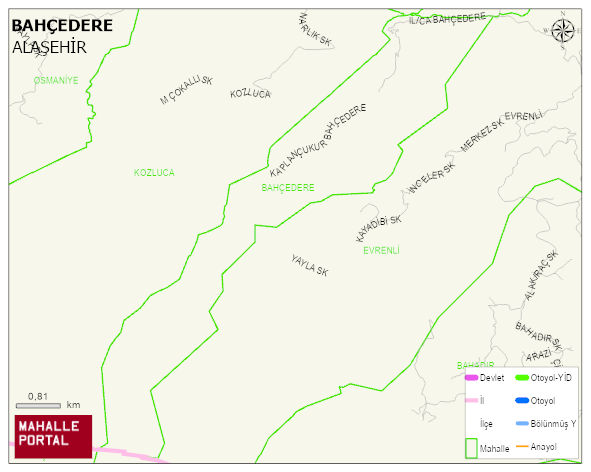 BAHÇEDERE Mahallesi Haritası | Dağlar, Ovalar ve Akarsu Bilgileri