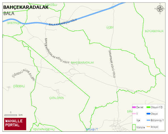 BAHÇEKARADALAK Mahallesi Haritası | Coğrafi Yapı ve Detaylı Haritası