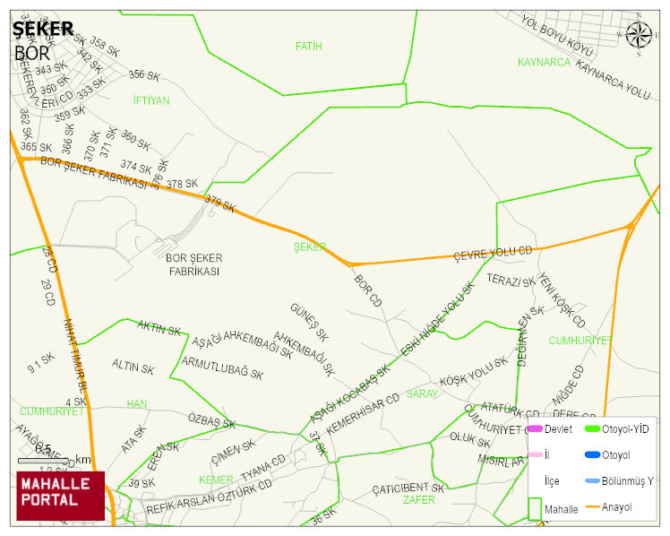 BAHÇELİ BELDESİ ŞEKER Mahallesi Haritası | Yükselti ve Doğa Özellikleri