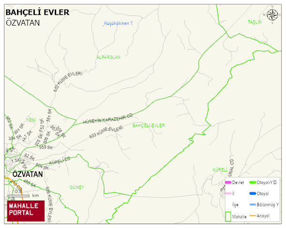 BAHÇELİ EVLER Mahallesi Haritası | Dağlar, Ovalar ve Akarsu Bilgileri