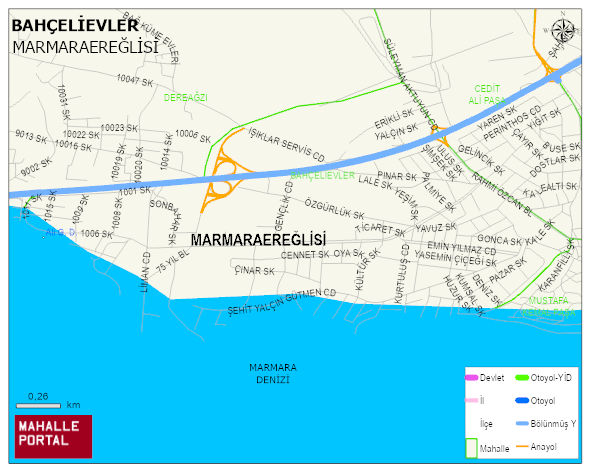 BAHÇELİEVLER Mahallesi Haritası | Yükselti ve Doğa Özellikleri