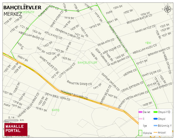 BAHÇELİEVLER Mahallesi Haritası | Yükselti ve Doğa Özellikleri