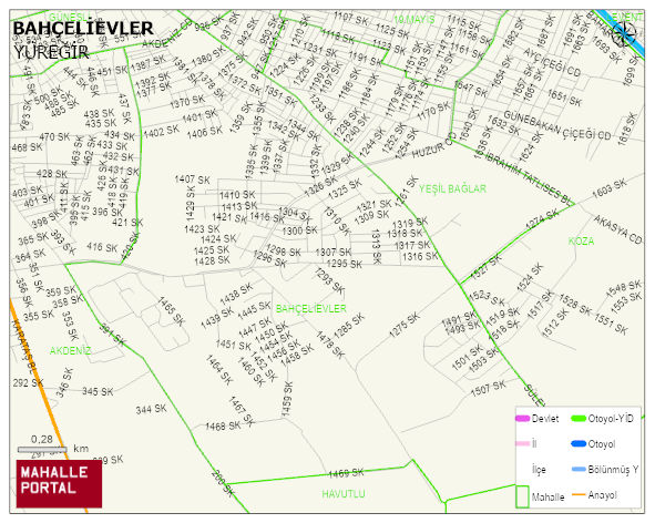 BAHÇELİEVLER Mahallesi Haritası | Coğrafi Yapı ve Detaylı Haritası