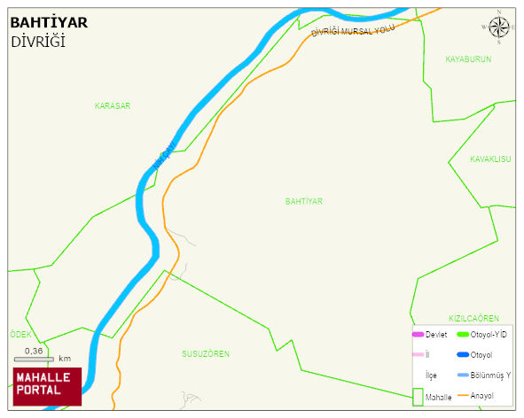 BAHTİYAR Köyü Haritası | Detaylı Köy ve Mahalle Görünümü