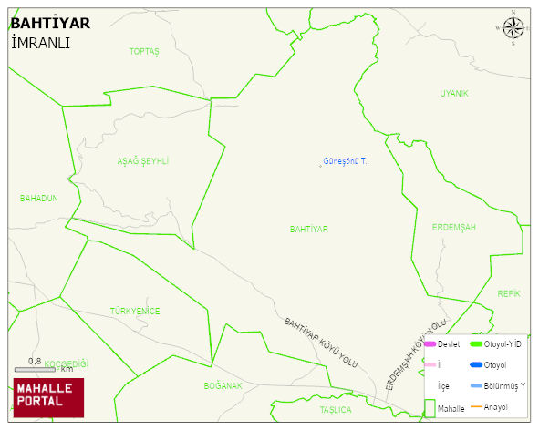 BAHTİYAR Köyü Haritası | Güncel Mahalle ve Köy Haritası