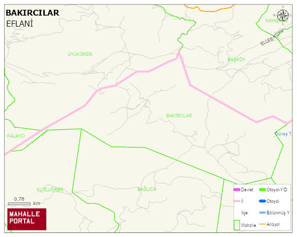 BAKIRCILAR Köyü Haritası | Dağlar, Ovalar ve Akarsu Bilgileri