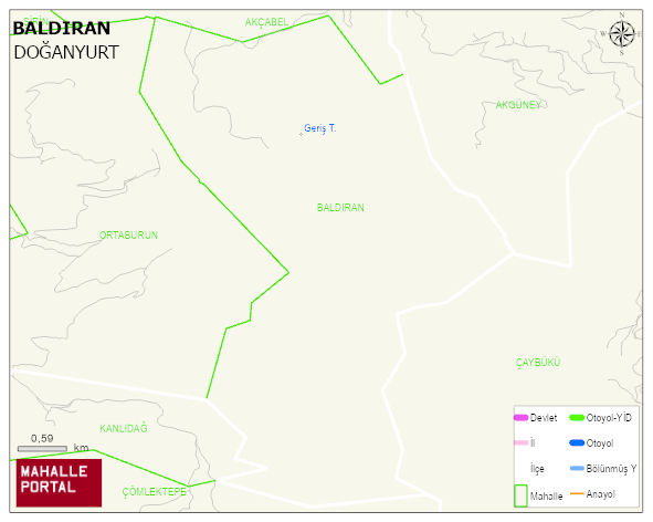 BALDIRAN Köyü Haritası | Coğrafi Yapı ve Detaylı Haritası