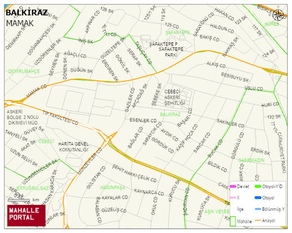 BALKİRAZ Mahallesi Haritası | Mahalle ve Köy Sınırı