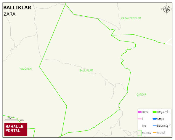 BALLIKLAR Köyü Haritası | Dağlar, Ovalar ve Akarsu Bilgileri