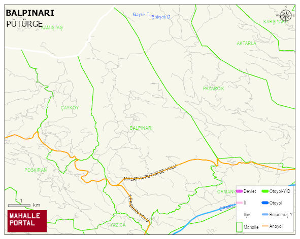 BALPINARI Mahallesi Haritası | Yükselti ve Doğa Özellikleri