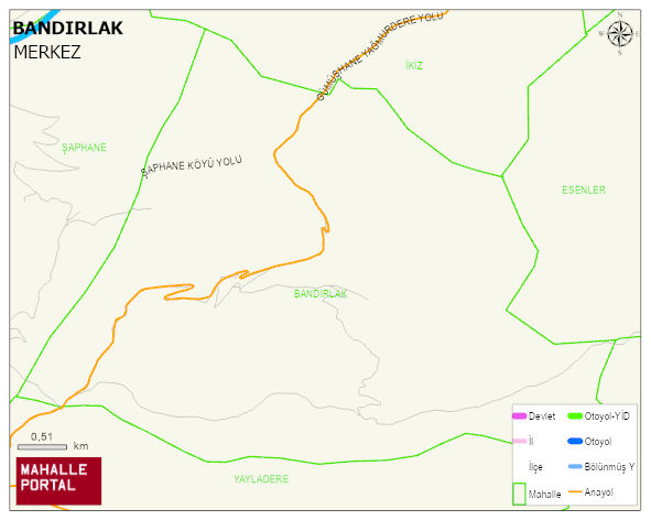 BANDIRLIK Köyü Haritası | Detaylı Köy ve Mahalle Görünümü
