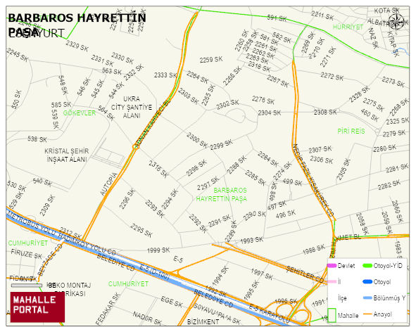 BARBAROS HAYRETTİN PAŞA Mahallesi Haritası | Yükselti ve Doğa Özellikleri