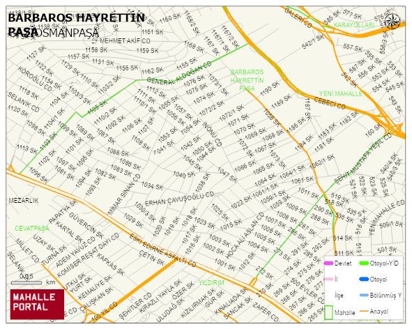 BARBAROS HAYRETTİN PAŞA Mahallesi Haritası | Coğrafi Yapı ve Detaylı Haritası