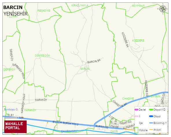 BARCIN Mahallesi Haritası | İnteraktif Köy ve Mahalle Sınırları