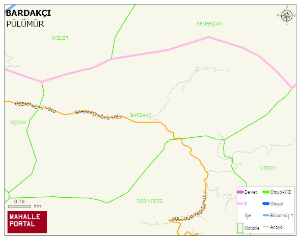 BARDAKÇI Köyü Haritası | Sayısal Bölge Görünümü