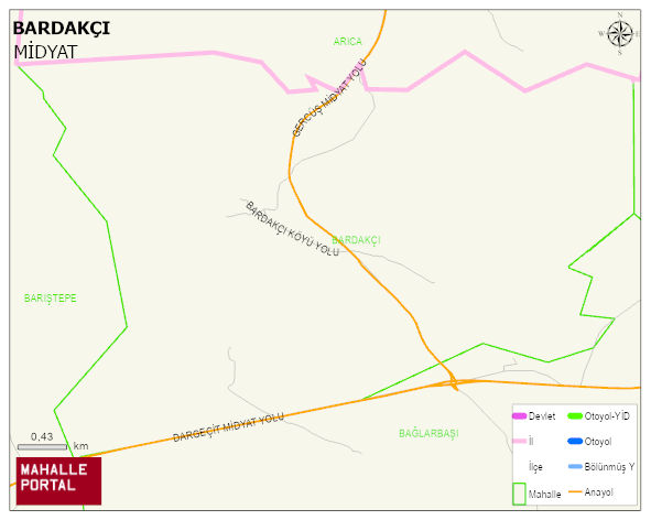BARDAKÇI Mahallesi Haritası | Detaylı Köy ve Mahalle Görünümü