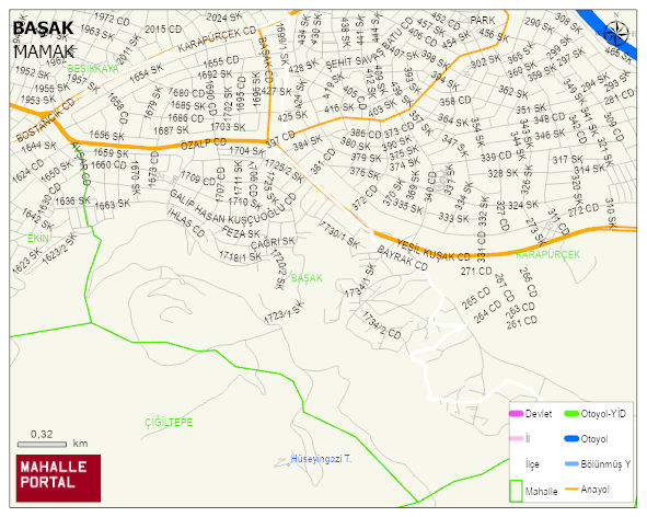 BAŞAK Mahallesi Haritası | Detaylı Köy ve Mahalle Görünümü