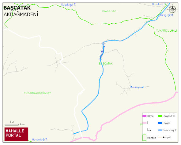 BAŞÇATAK Köyü Haritası | Detaylı Köy ve Mahalle Görünümü