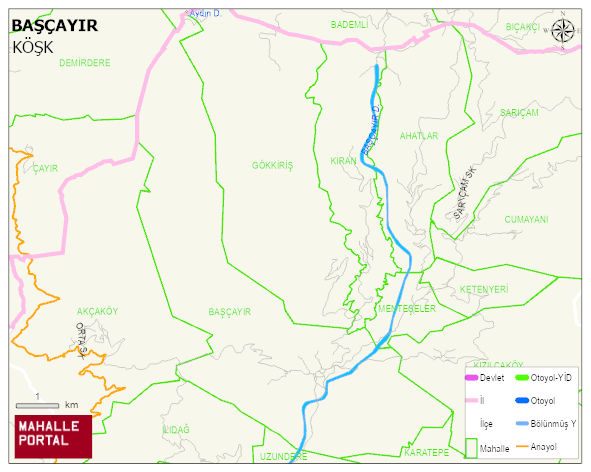 BAŞÇAYIR Mahallesi Haritası | Yükselti ve Doğa Özellikleri