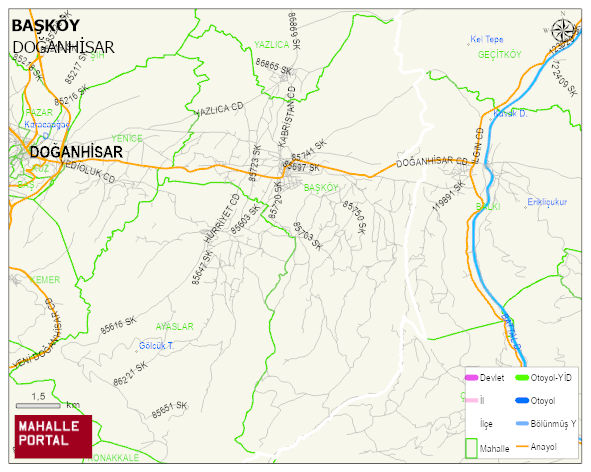 BAŞKÖY Mahallesi Haritası | Mahalle ve Köy Sınırı