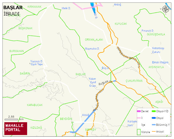 BAŞLAR Mahallesi Haritası | Sayısal Bölge Görünümü