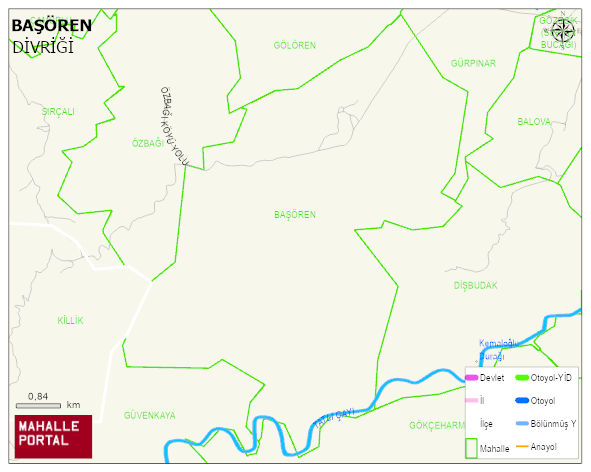 BAŞÖREN Köyü Haritası | Yükselti ve Doğa Özellikleri