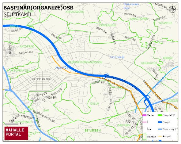 BAŞPINAR(ORGANİZE)OSB Mahallesi Haritası | İnteraktif Köy ve Mahalle Sınırları