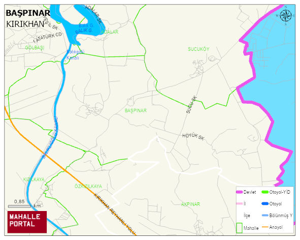 BAŞPINAR Mahallesi Haritası | Dağlar, Ovalar ve Akarsu Bilgileri