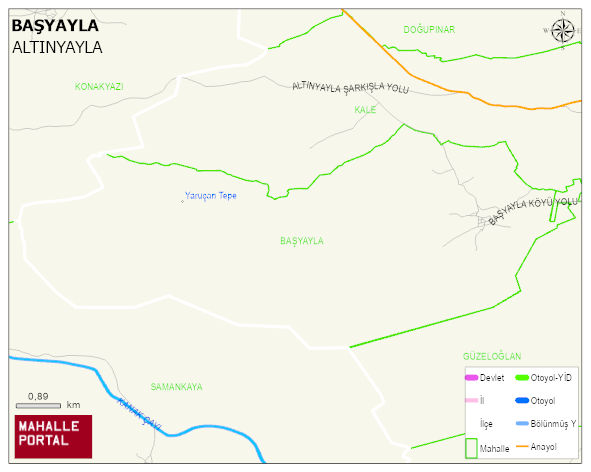 BAŞYAYLA Köyü Haritası | Mahalle ve Köy Sınırı