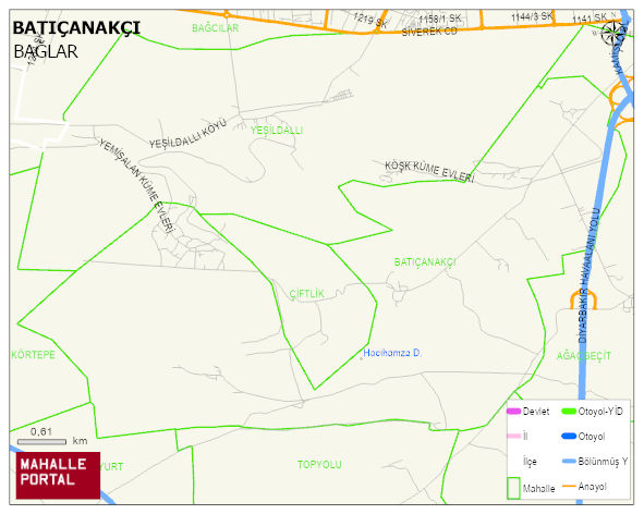 BATIÇANAKÇI Mahallesi Haritası | Mahalle ve Köy Sınırı