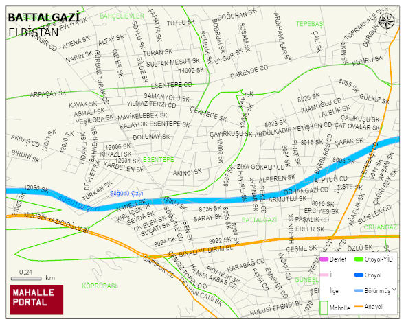 BATTALGAZİ Mahallesi Haritası | İnteraktif Köy ve Mahalle Sınırları