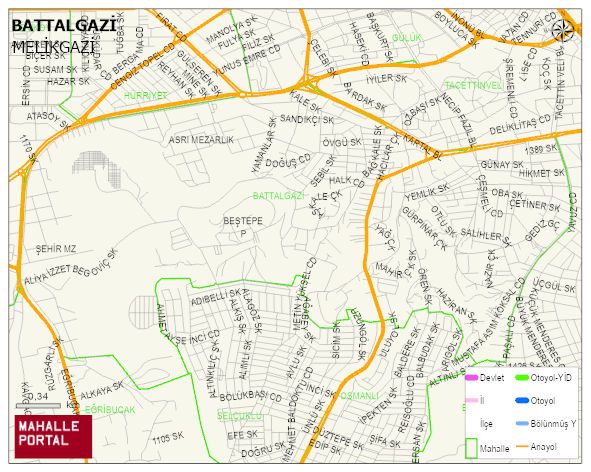 BATTALGAZİ Mahallesi Haritası | Güncel Mahalle ve Köy Haritası