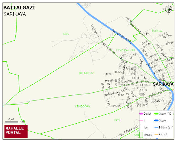 BATTALGAZİ Mahallesi Haritası | Detaylı Köy ve Mahalle Görünümü