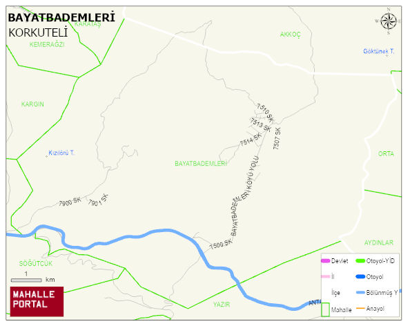 BAYATBADEMLERİ Mahallesi Haritası | Coğrafi Yapı ve Detaylı Haritası
