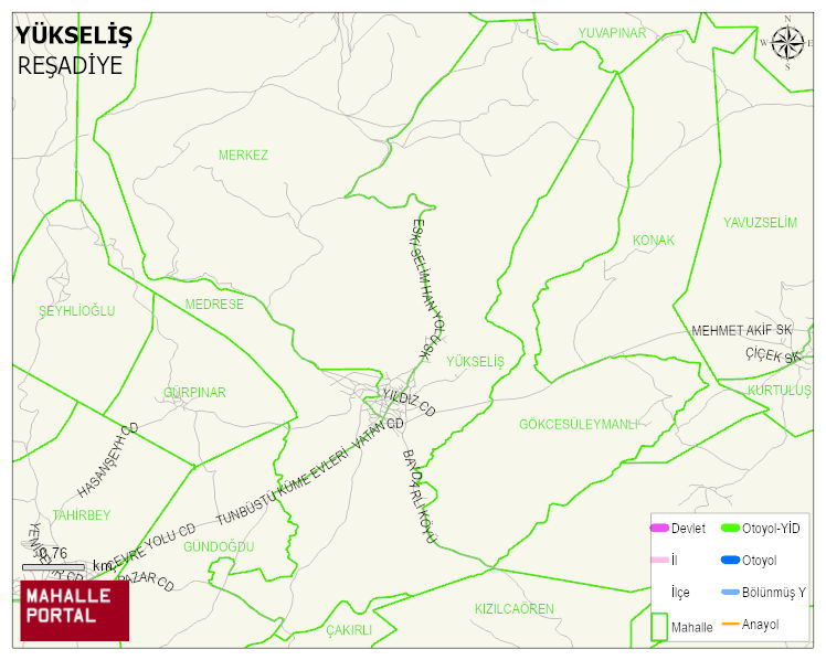 BAYDARLI BELDESİ YÜKSELİŞ Mahallesi Haritası | İnteraktif Köy ve Mahalle Sınırları