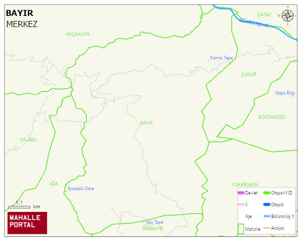 BAYIR Köyü Haritası | Yükselti ve Doğa Özellikleri