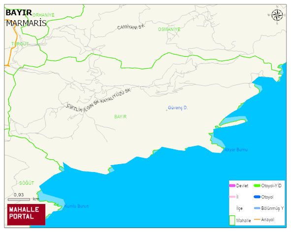 BAYIR Mahallesi Haritası | Sayısal Bölge Görünümü
