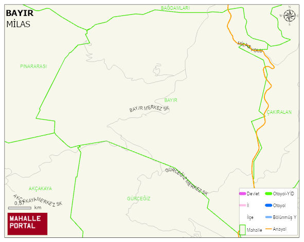 BAYIR Mahallesi Haritası | Yükselti ve Doğa Özellikleri