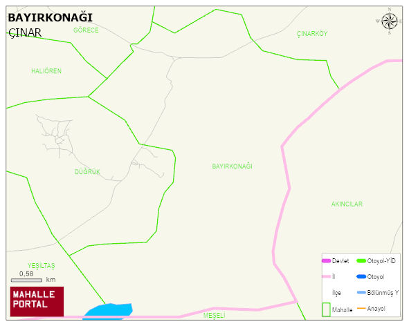 BAYIRKONAĞI Mahallesi Haritası | Detaylı Köy ve Mahalle Görünümü