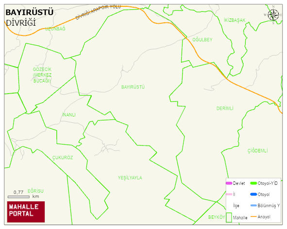 BAYIRÜSTÜ Köyü Haritası | Coğrafi Yapı ve Detaylı Haritası
