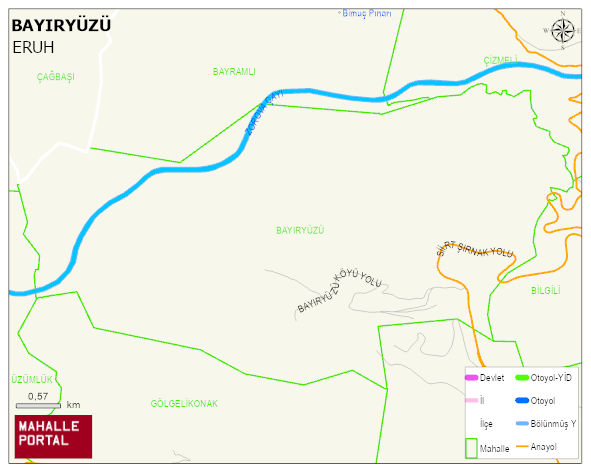 BAYIRYÜZÜ Köyü Haritası | Yükselti ve Doğa Özellikleri