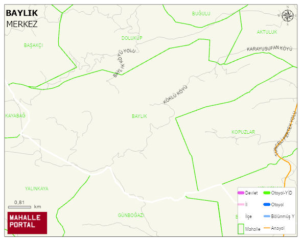 BAYLIK Köyü Haritası | Yükselti ve Doğa Özellikleri