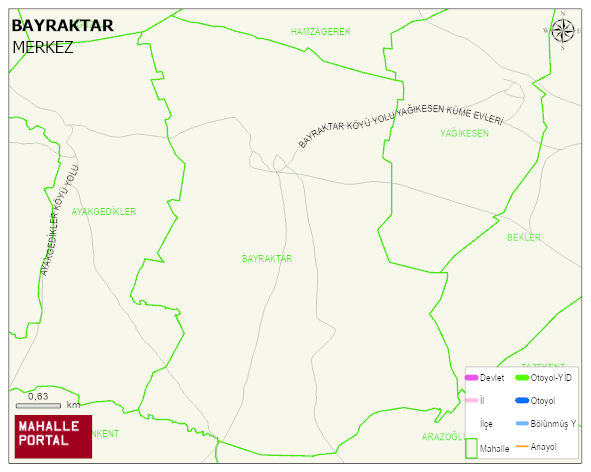 BAYRAKTAR Köyü Haritası | Detaylı Köy ve Mahalle Görünümü