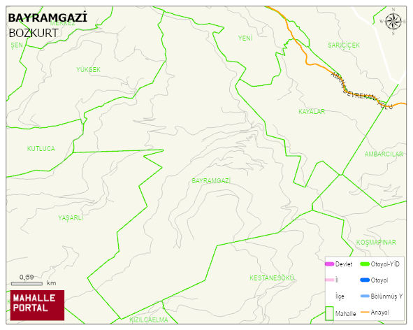 BAYRAMGAZİ Köyü Haritası | Dağlar, Ovalar ve Akarsu Bilgileri